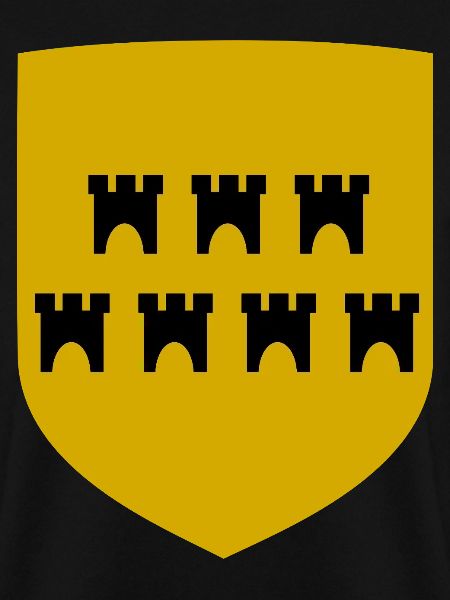 Gelbes Wappen mit Türmen