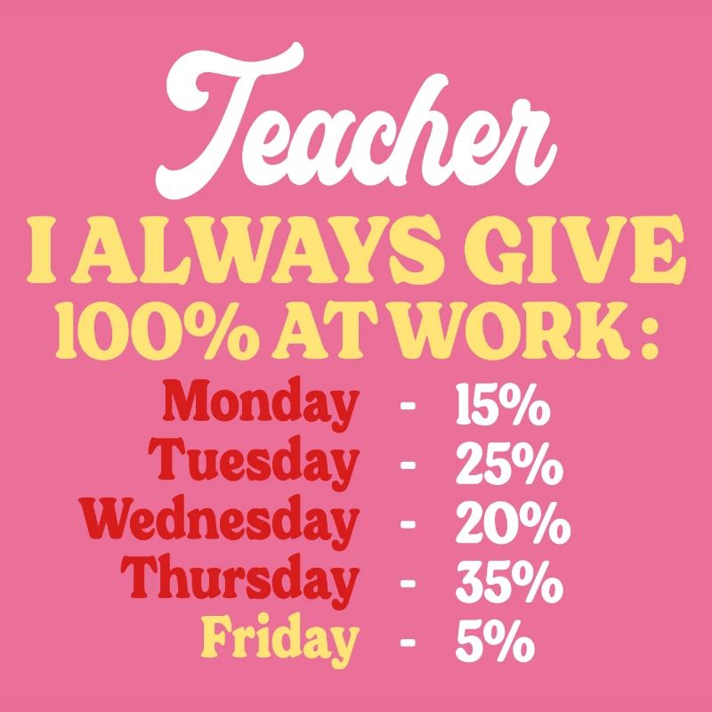 100% At Work Funny Teacher Quote