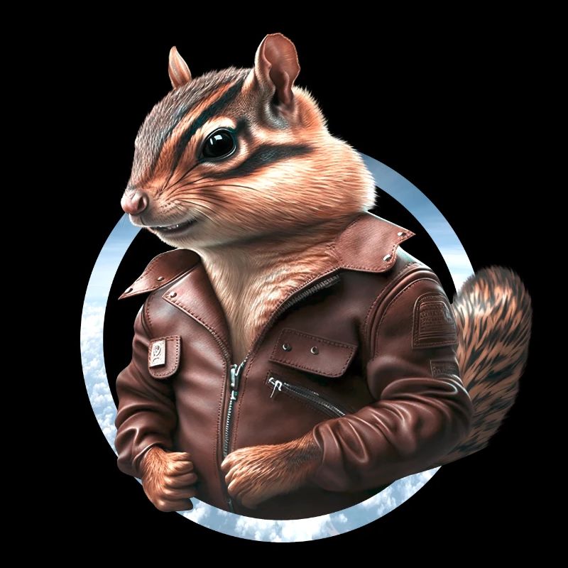 Streifenhörnchen Flugkapitän Lederjacke Pilot