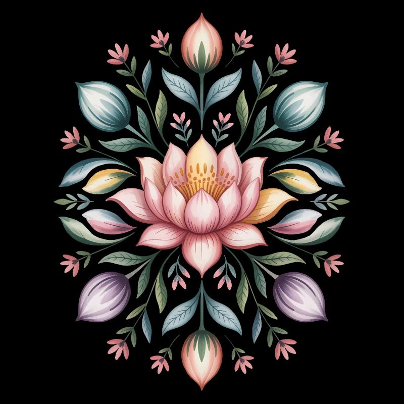 Mandala de fleur de lotus avec détails floraux