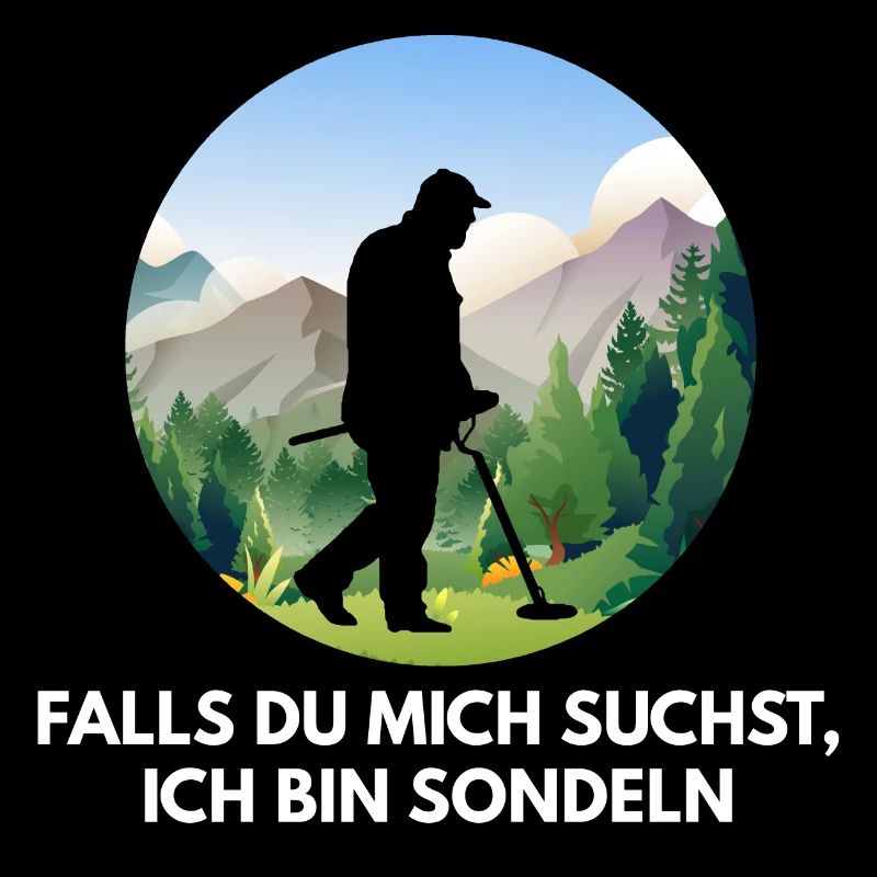 sondeln Sondengänger retro rund print schatzsuche