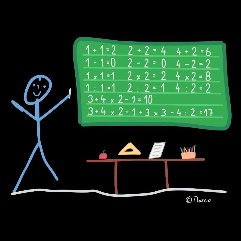 Stickman enseignant étudiant calcul maths