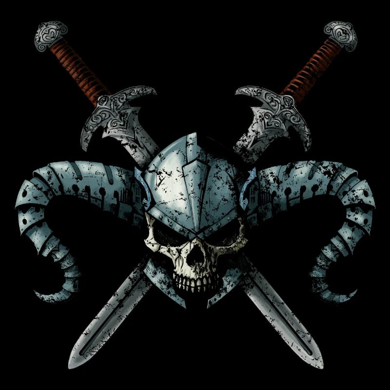 Warrior Skull 2 swords