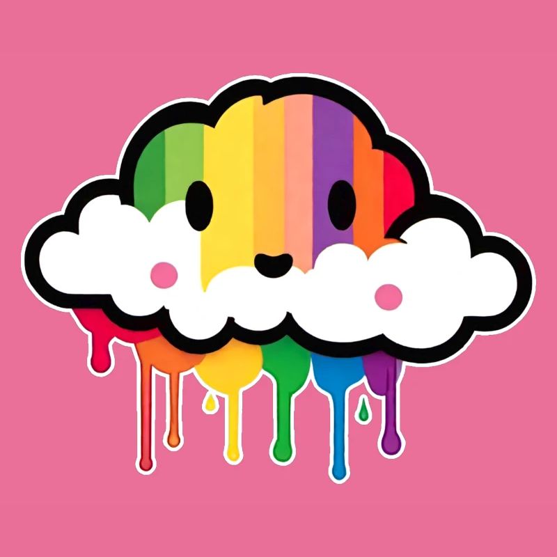 Cute Cloud Raining Rainbow Colors