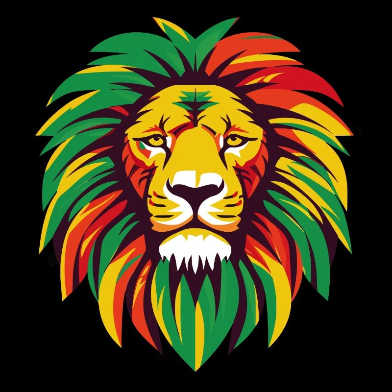 Un lion avec des couleurs rasta