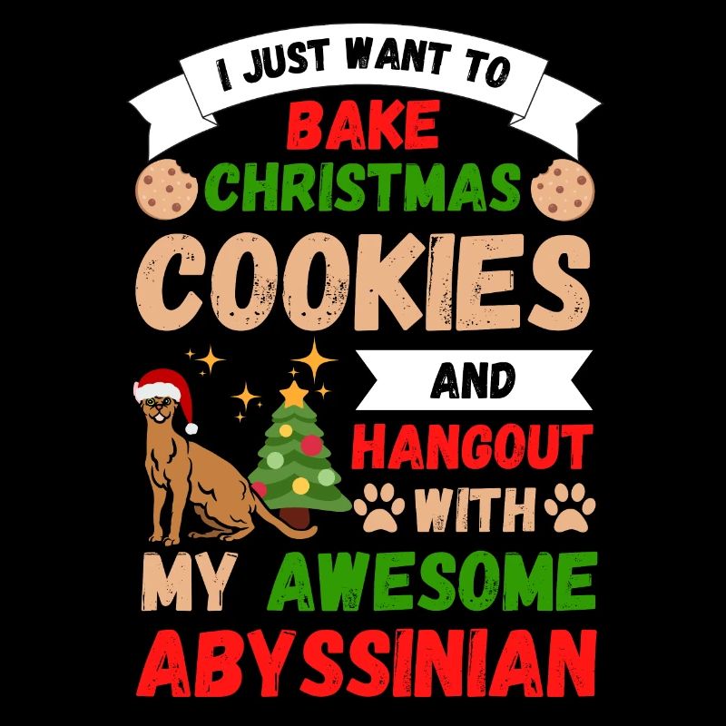 Christmas Abyssinian Cat Bake Cookies