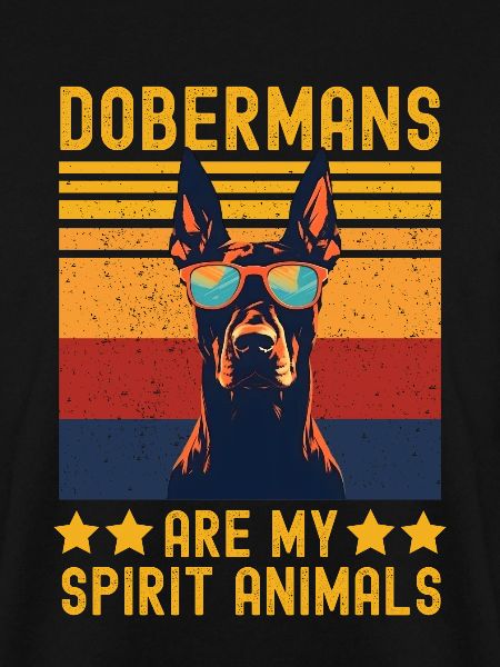 Dobermann mit sonnenbrille retro