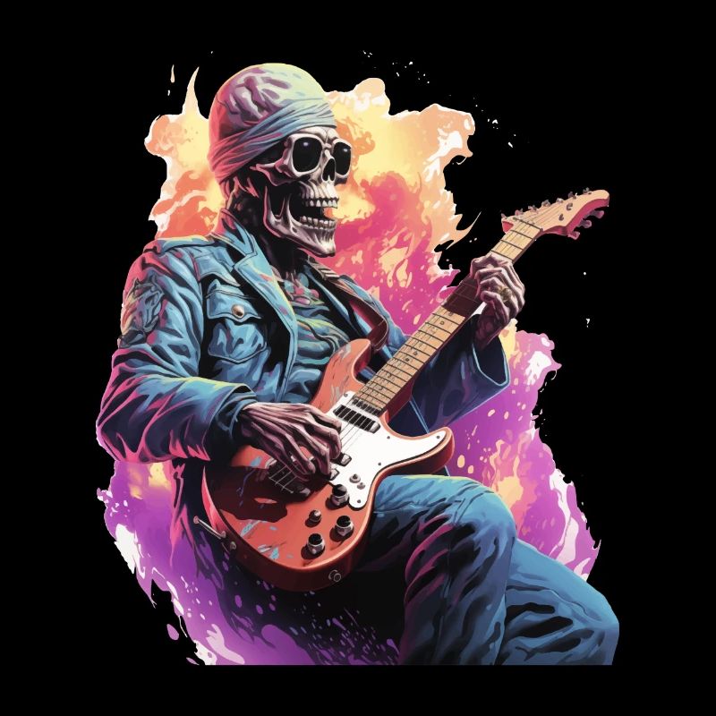 Skeleton Playing Electric Guitar