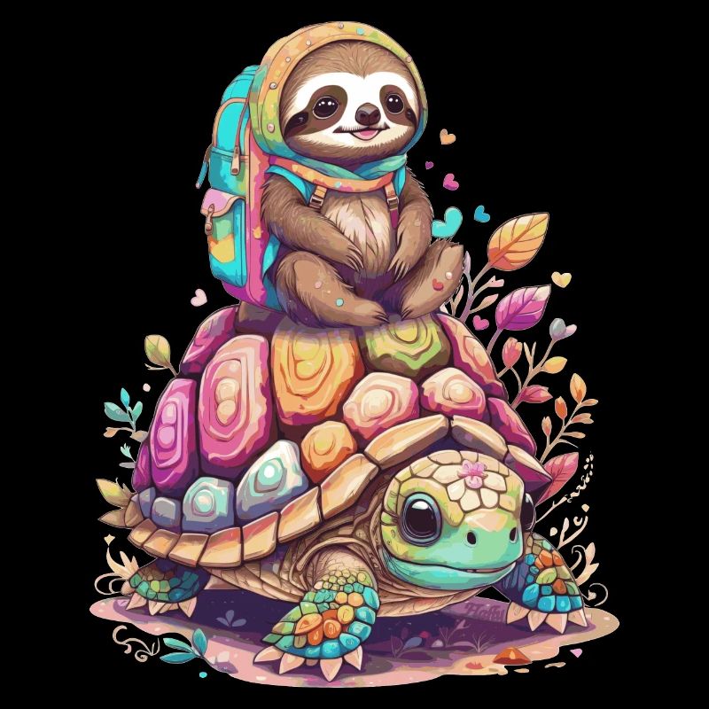 Faultier und Schildkröte im Urlaub