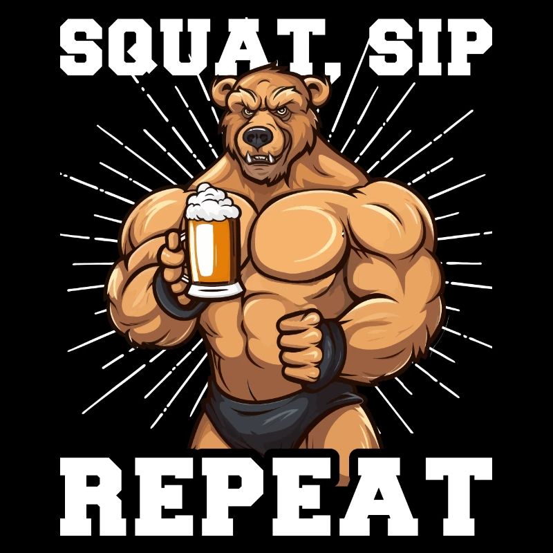 Bodybuilder Gym Bière Squat Sip Répéter