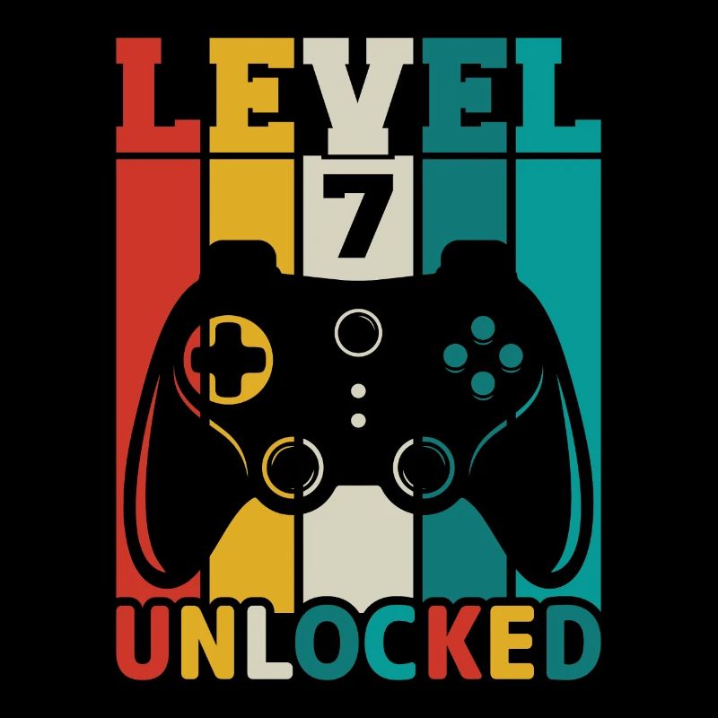 7 ans 7th Birthday Level Unlocked Gaming