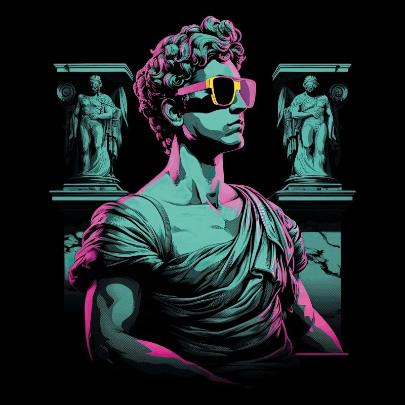 80er Klassische griechische statue Synthwave