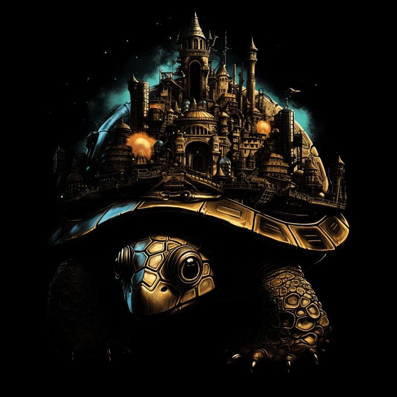 Steampunk Fantasy Stadt Schildkröte