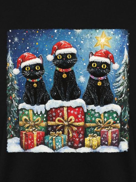 Schwarze Katzen mit Weihnachtsgeschenke