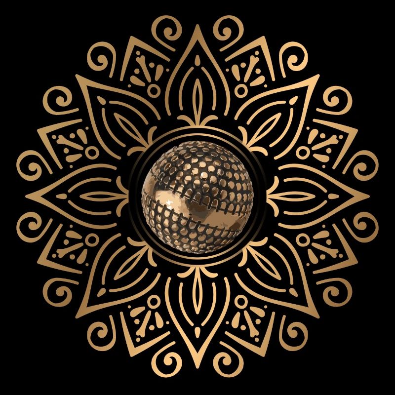 Goldenes Mandala mit Boulekugel
