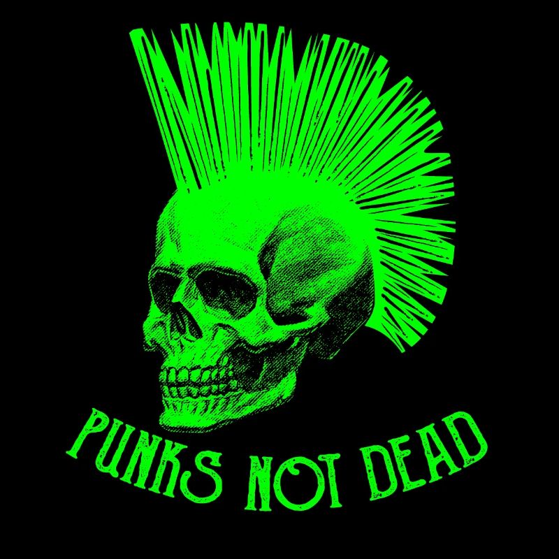 Les punks ne sont pas morts en disant le crâne de coiffure punk