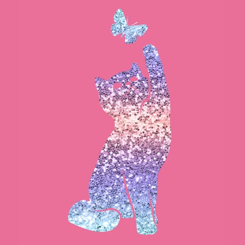 Cat Glitter Print Cat Lover Gift