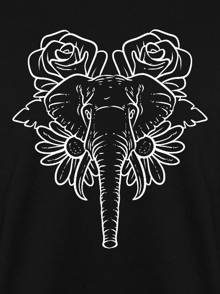 Elefantenkopf mit Blumen Elefanten