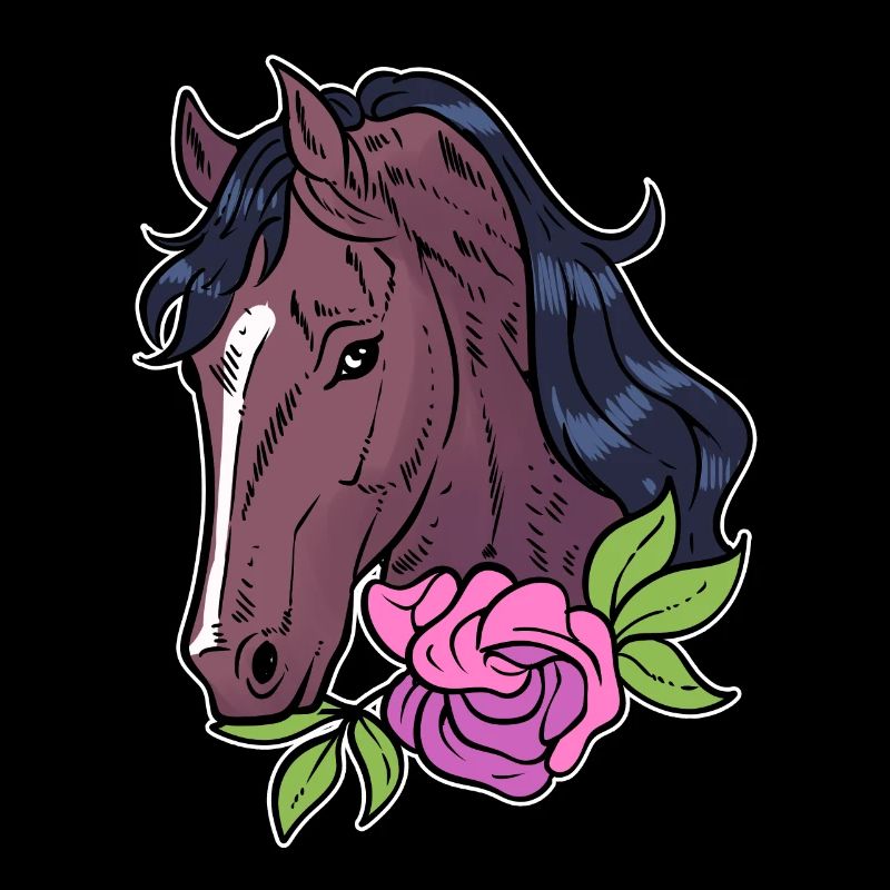 Pferd mit Blumen Reitlehrer