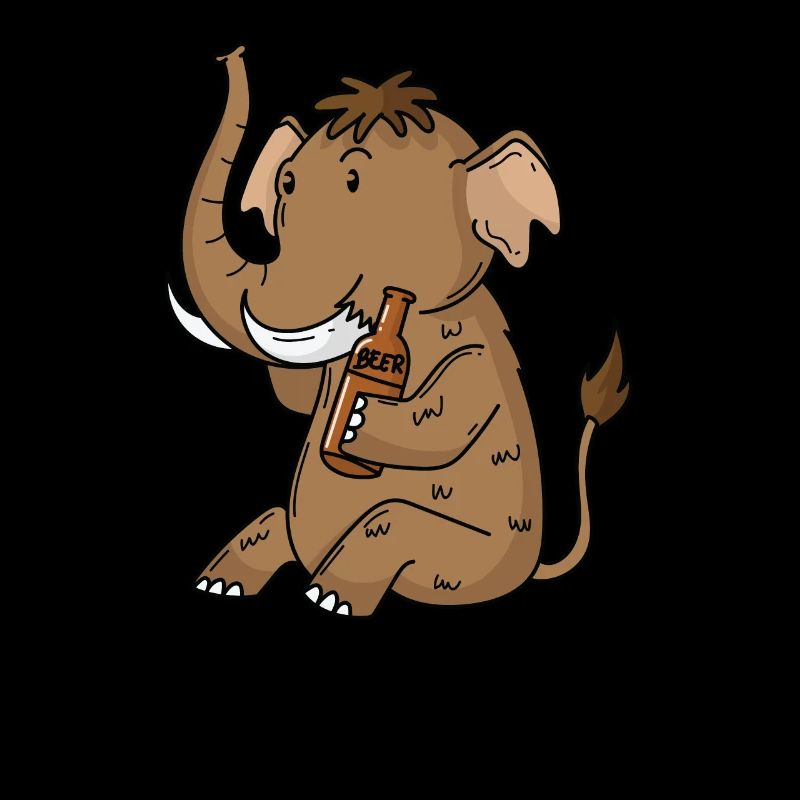 Mammut mit einem Bier