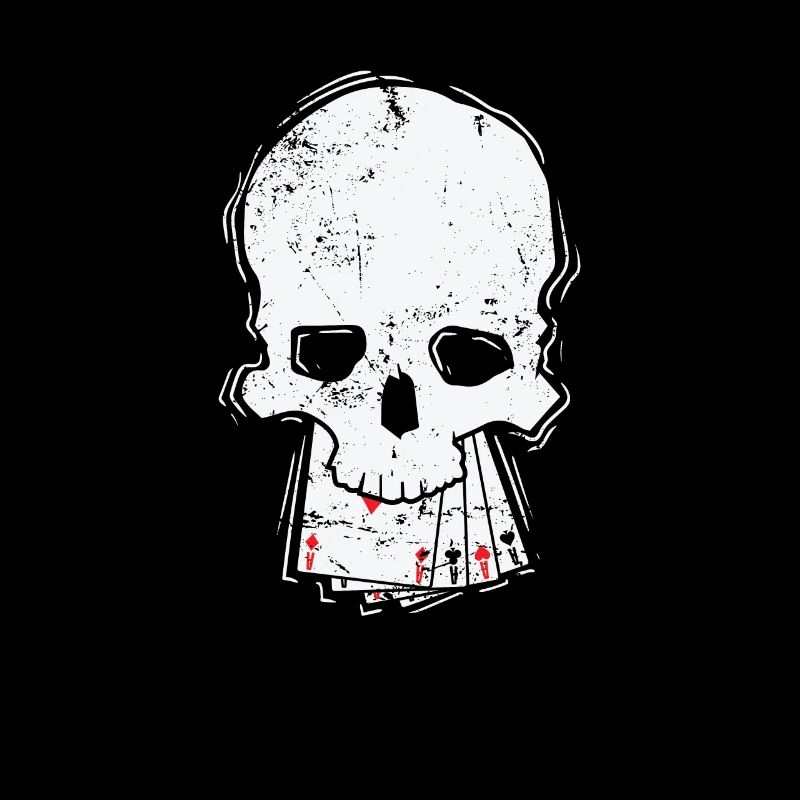 Totenkopf mit Karten Skat oder Poker Kartenspiel