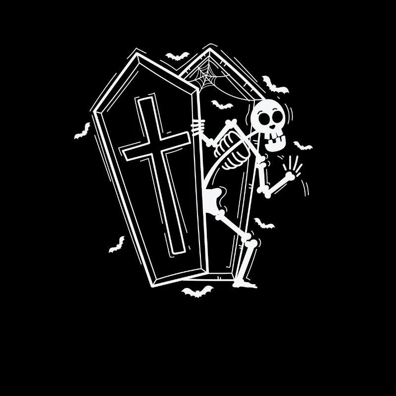 Skeleton and coffin horror melancholy