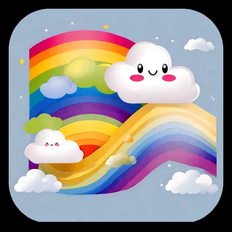Niedliche Wolken mit Regenbogen
