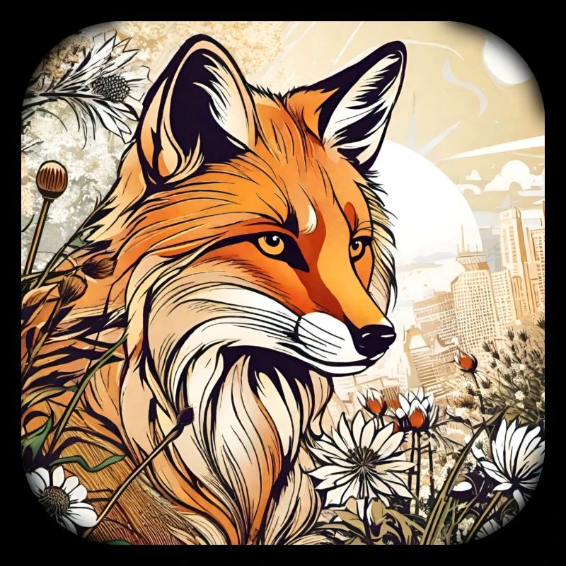 Renard avec des fleurs