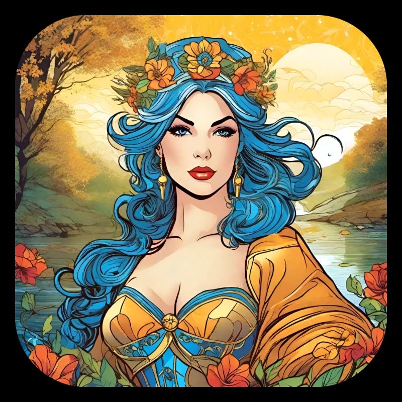 Hübsche Hexe mit Blumenkranz