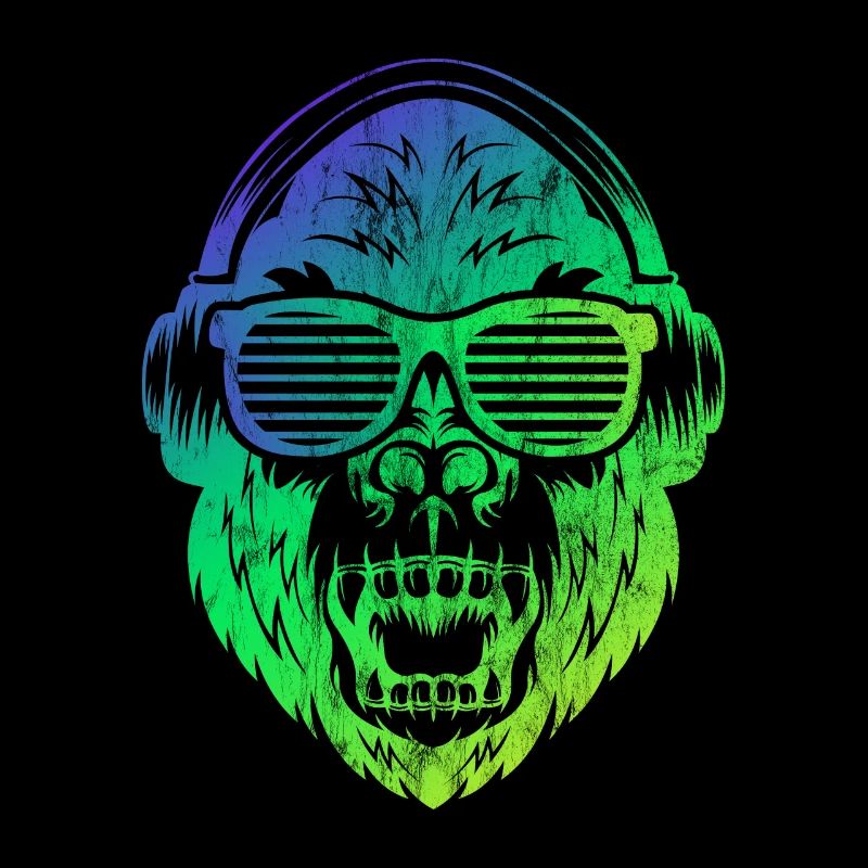 DJ Monkey Affe mit Kopfhörern Sonnebrille Affe