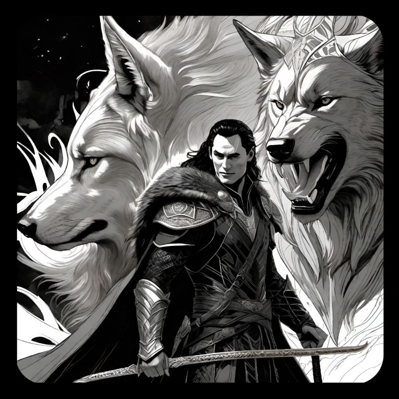 Loki avec le loup de Fenri Asgard Ragnarok