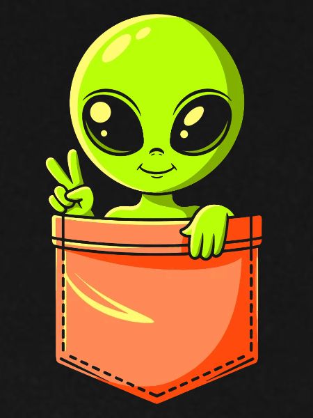 Grüner Alien in Brusttasche - Peace