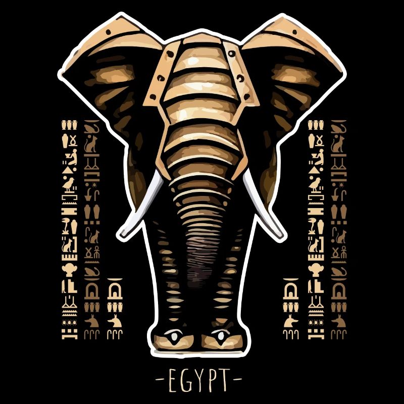 Illustration astucieuse éléphants avec hiéroglyphes