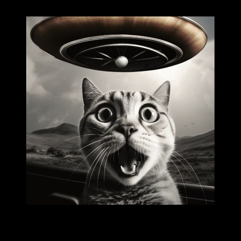 Lustige Ängstliche Katzen -Selfie UFO Alien