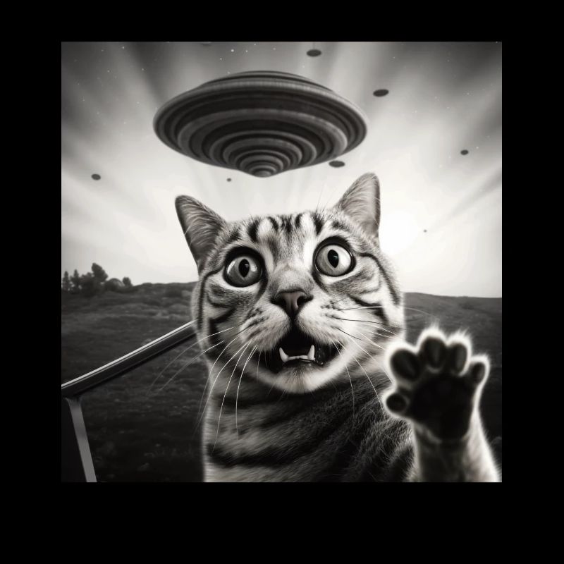 Funny Anxious Cats Selfie UFO Alien