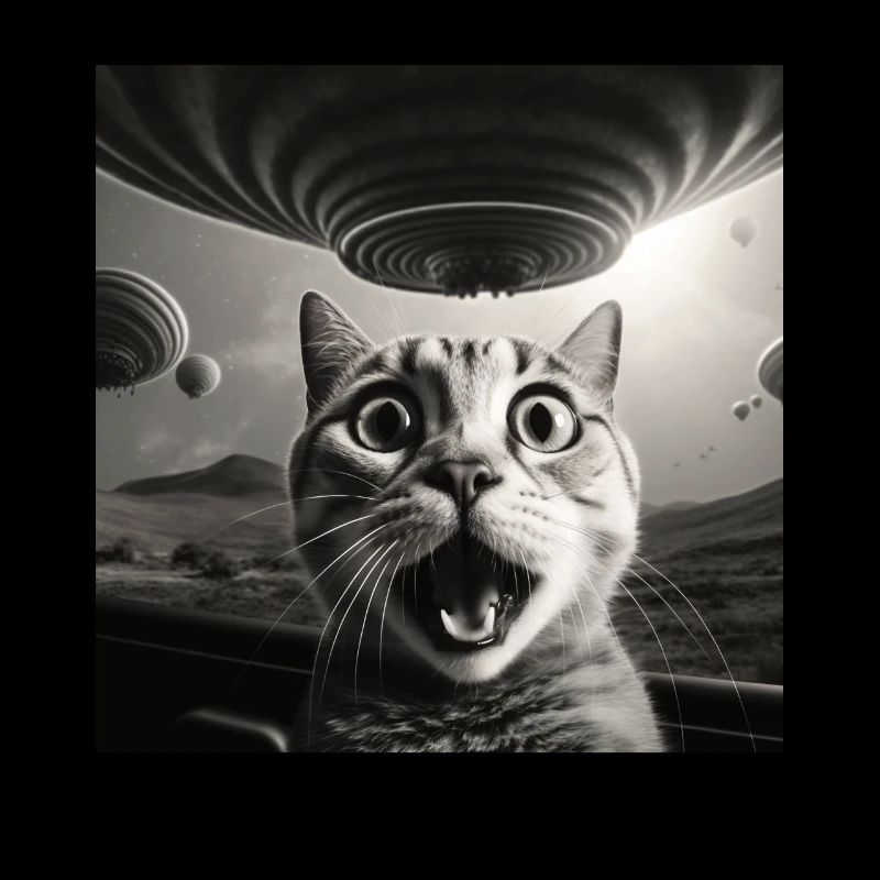Lustige Ängstliche Katzen -Selfie UFO Alien