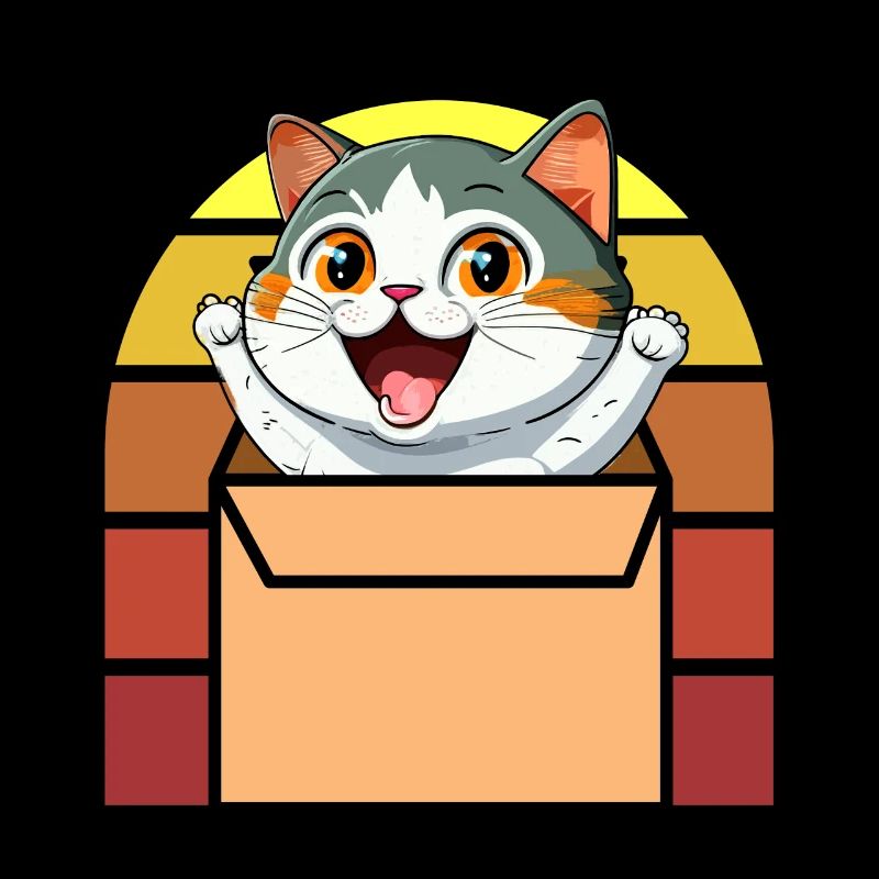 Cat In Box Retro Cute Cat Lover Funny