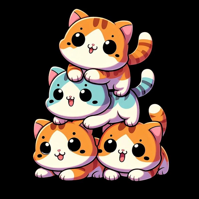 Pile de chats chatons pile Kawaii Meowtain anime