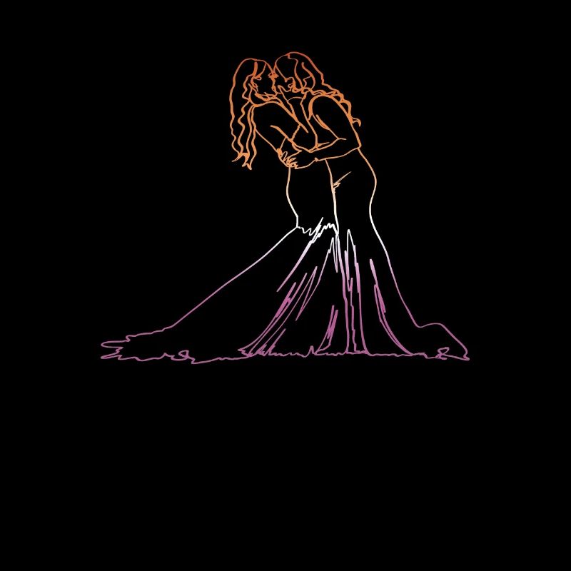 Two Brides Oneline Art - Mariage lesbien