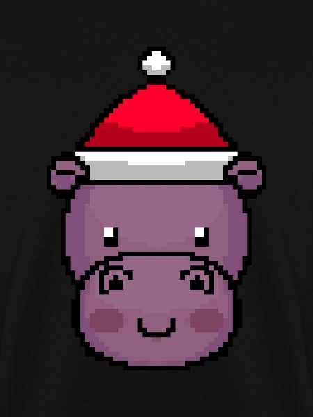 Hippo Pixelated Christmas - Funny