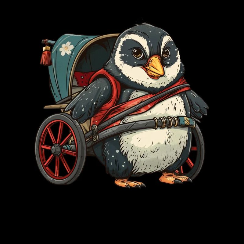 Pingouin, Pousse-pousse, Japonais, Kawaii, Pingouin, Mignon