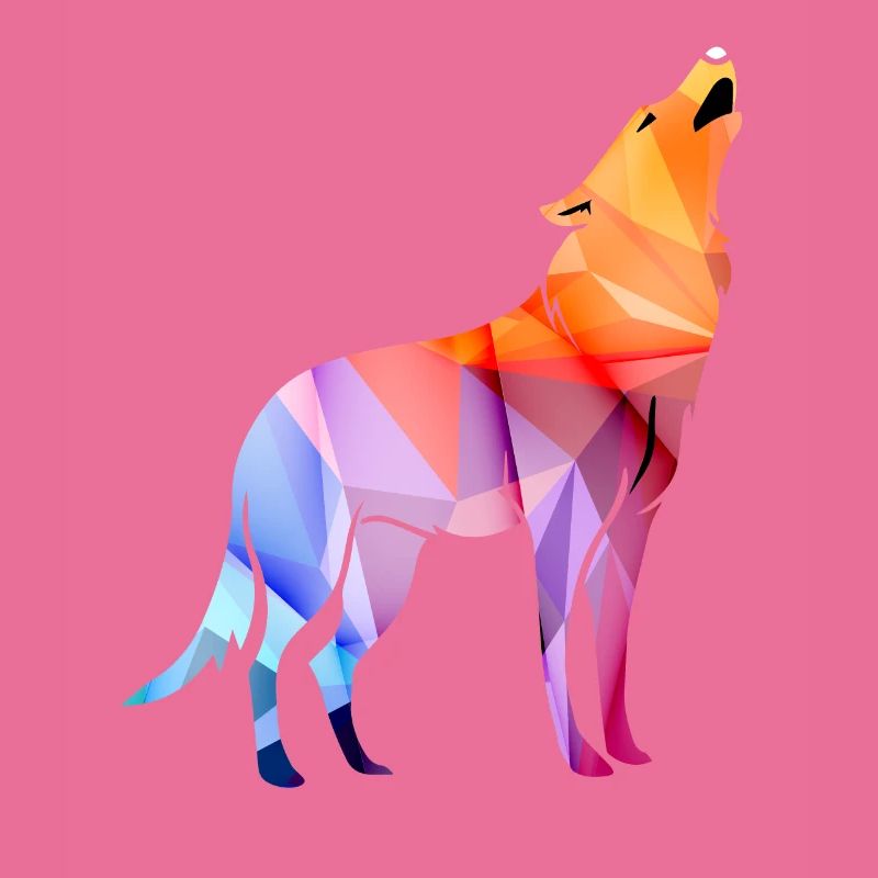 Heulender Polygon Wolf