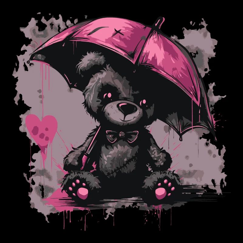 Niedlicher Teddybär mit Regenschirm