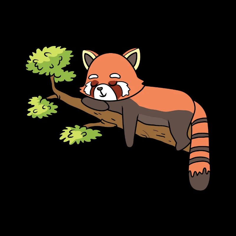 A red panda is sleeping on a branch.
