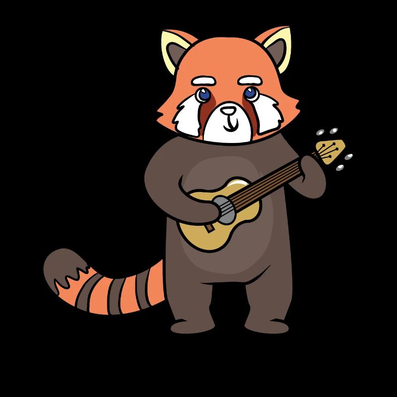 A red panda plays the guitar.