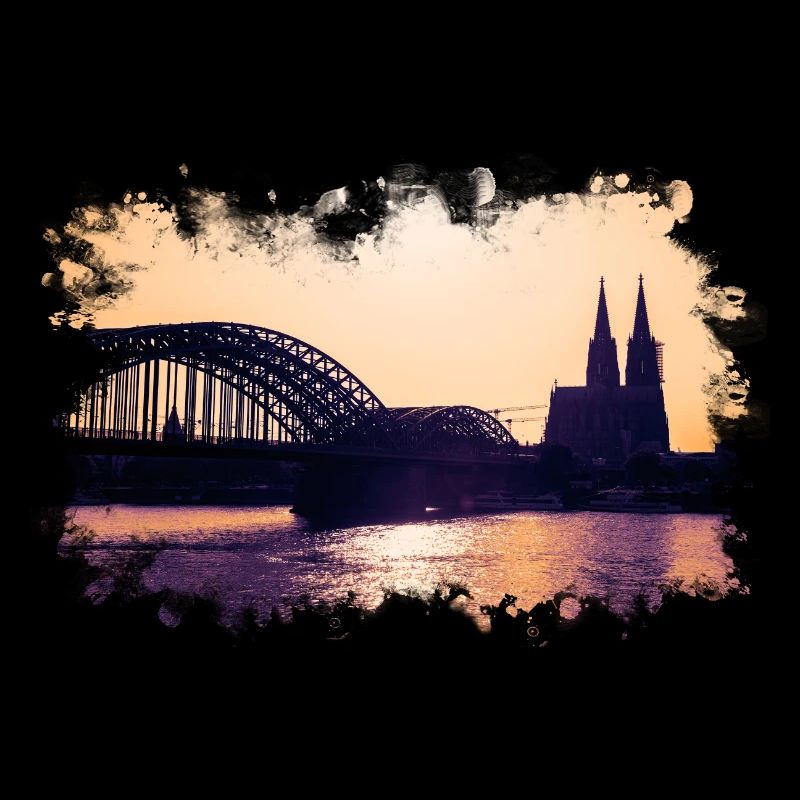 Köln Sunset City Panorama mit Kölner Dom