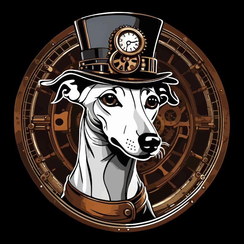 Steampunk Whippet mit Zylinder