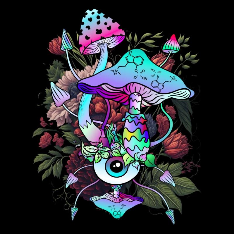 Magic Mushroom Psychedelic Pilz Augen Kunst