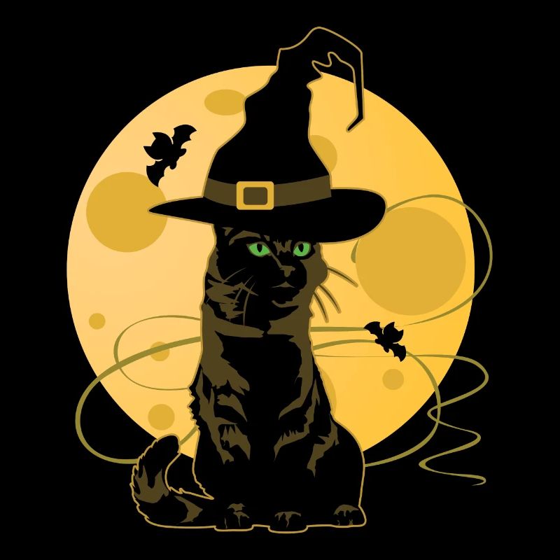 Chat de sorcières au clair de lune