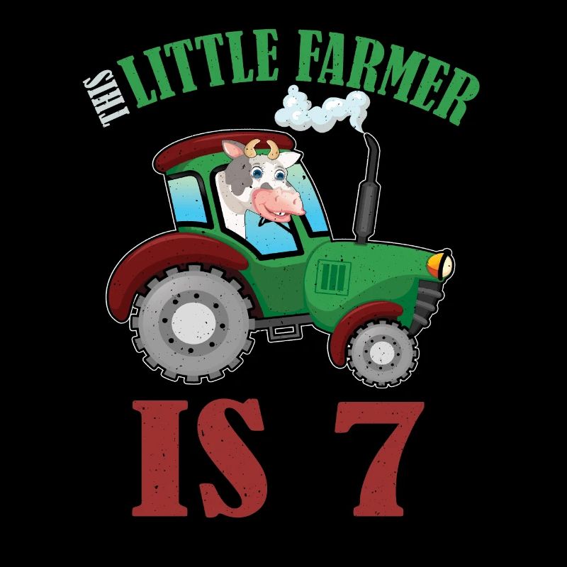 Birth Born Age 7 Years Old Farmer Cow Tractor